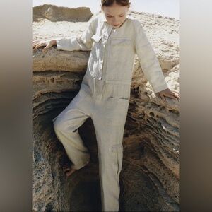 Zara girl 100% linen jumpsuit 13-14y